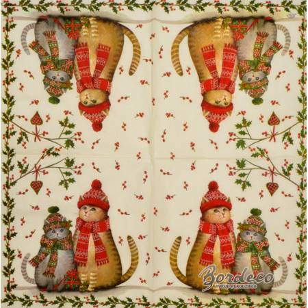 Serwetka decoupage firmy IHR koty vintage 33x33cm